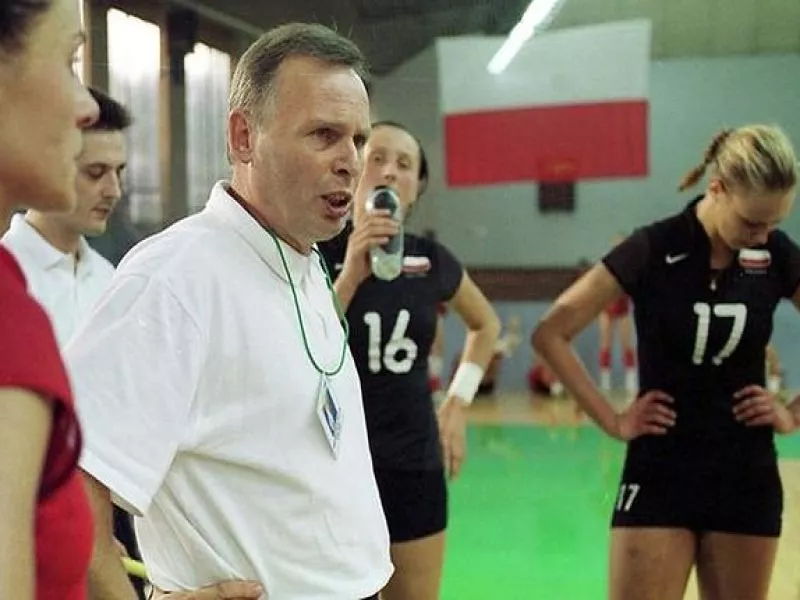 Zbigniew Krzyżanowski podczas pracy z drużyną siatkarską