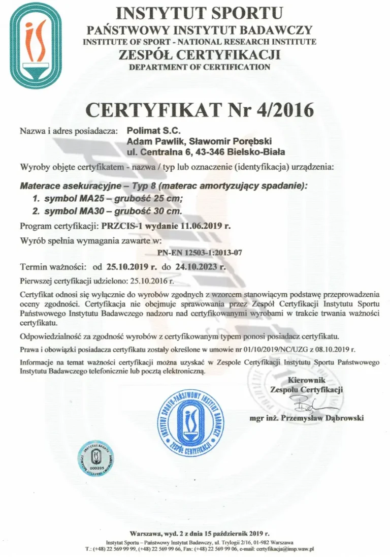 Polimat - materace asekuracyjne